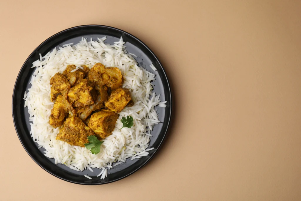 Fluffy basmati rice cooked in a rice cooker