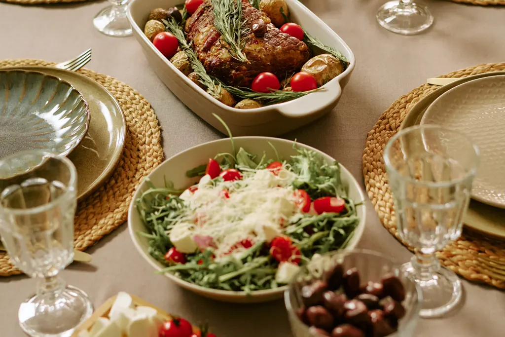 Festive Italian dinner table with sides