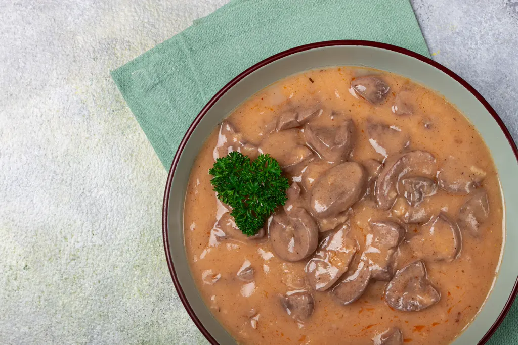 Creamy beef stroganoff with parsley
