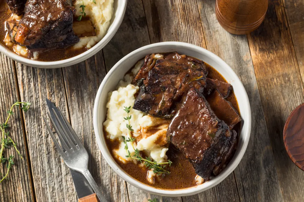 Braised beef short ribs with mashed potatoes