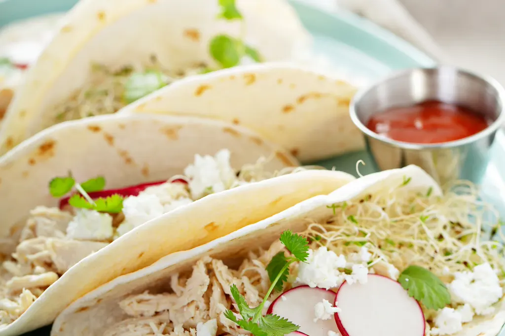 Chicken tacos with fresh toppings