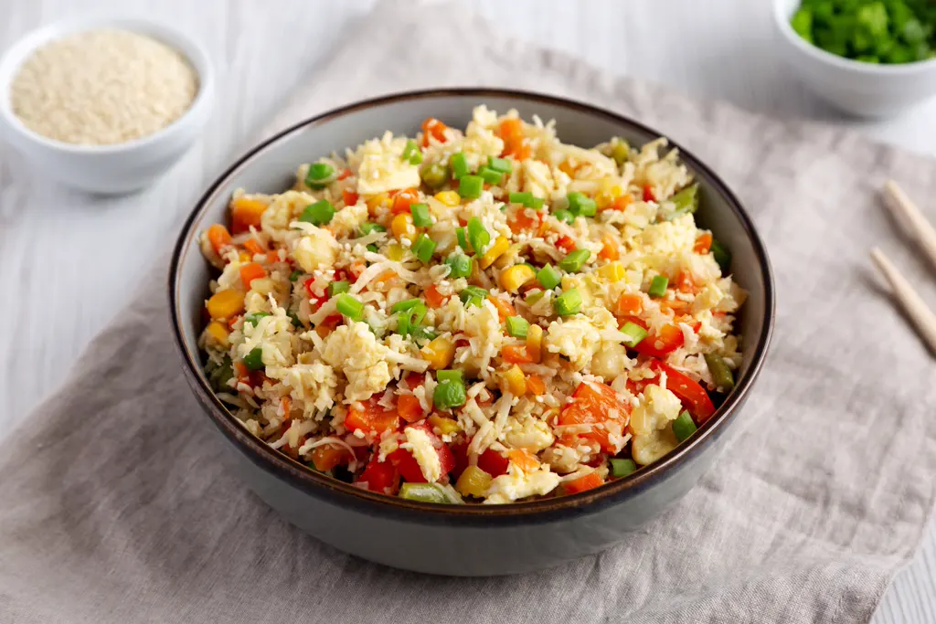 Bowl of vegetable fried rice