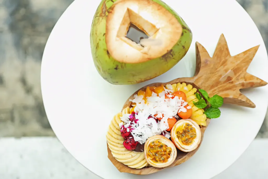 Tropical fruit platter with coconut