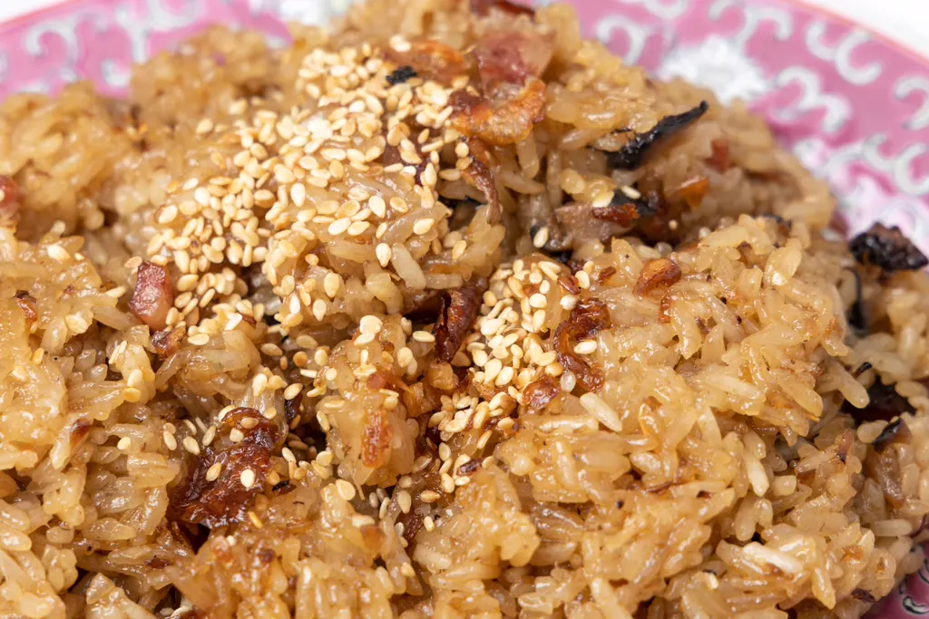 Sticky rice fried rice with sesame seeds