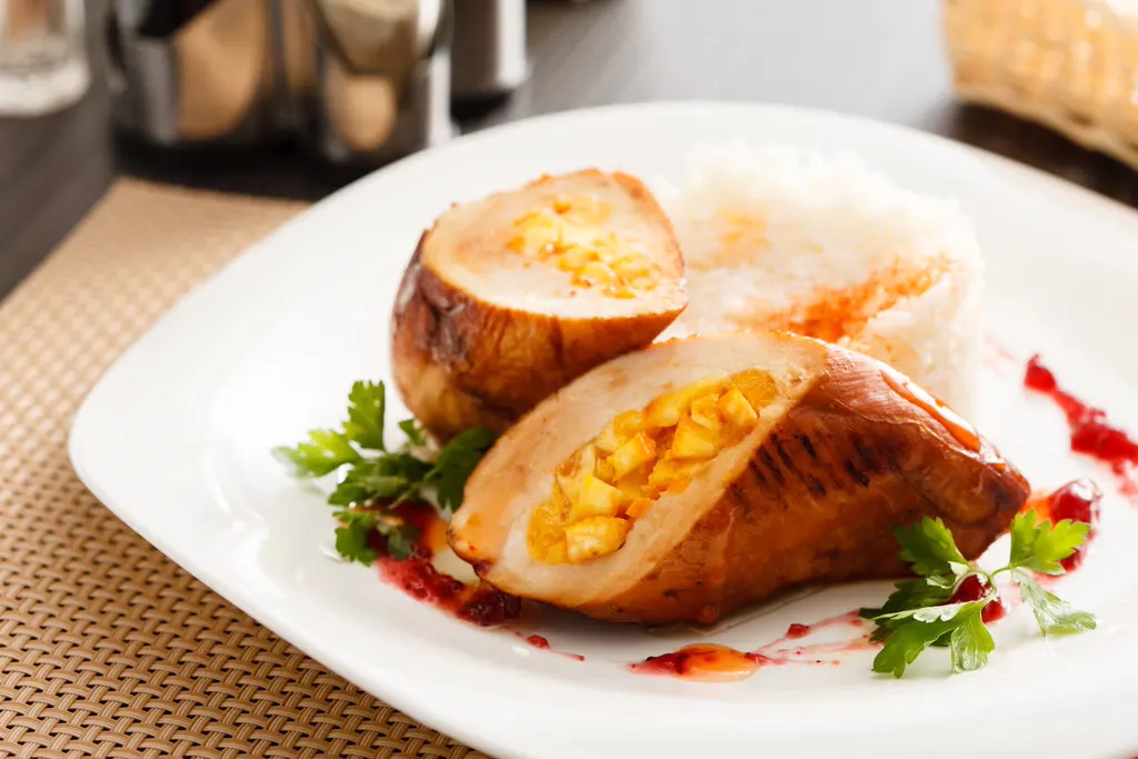 Sticky rice stuffed chicken