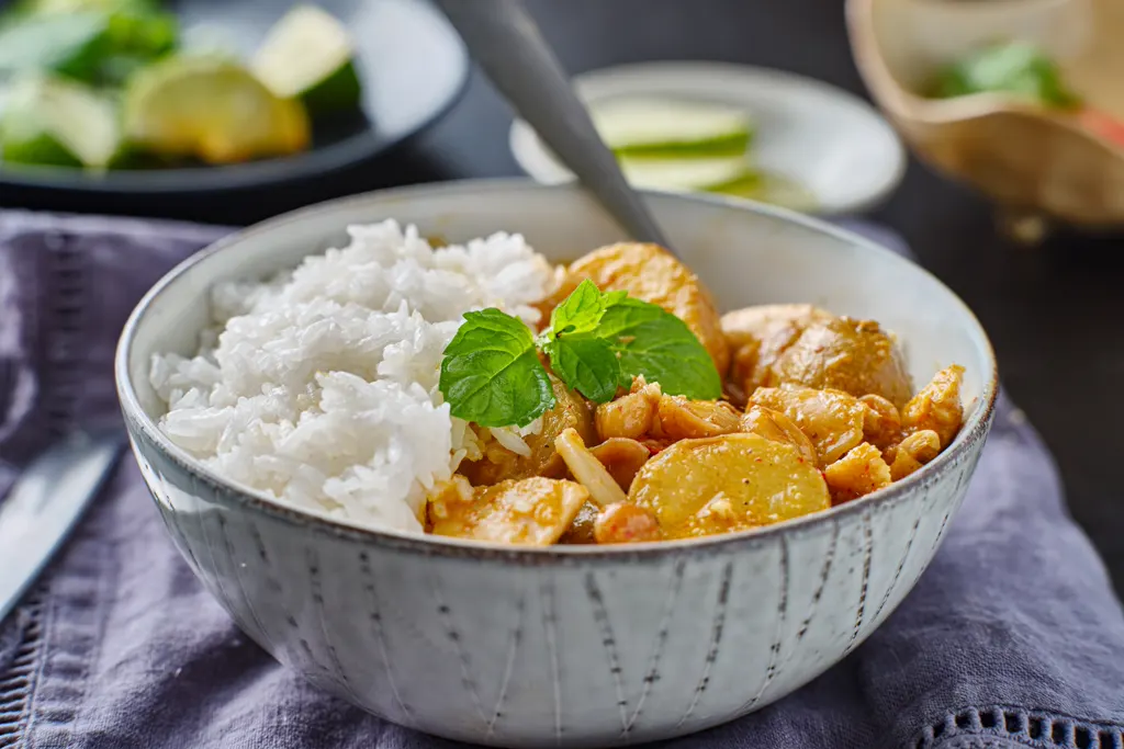 Sticky coconut chicken and rice