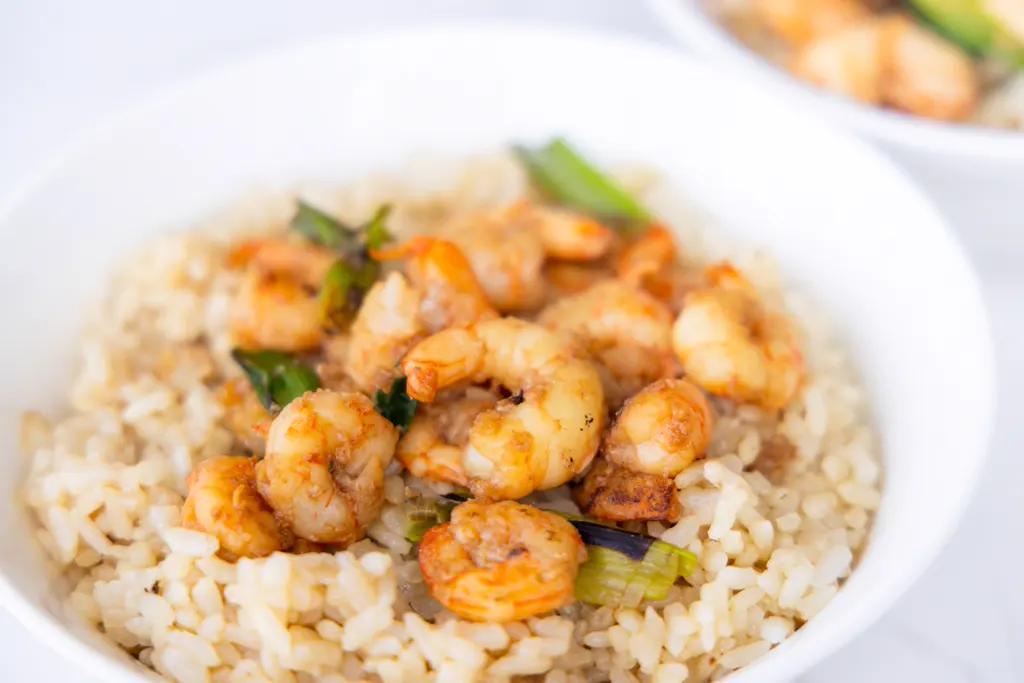 Shrimp and sticky rice bowl